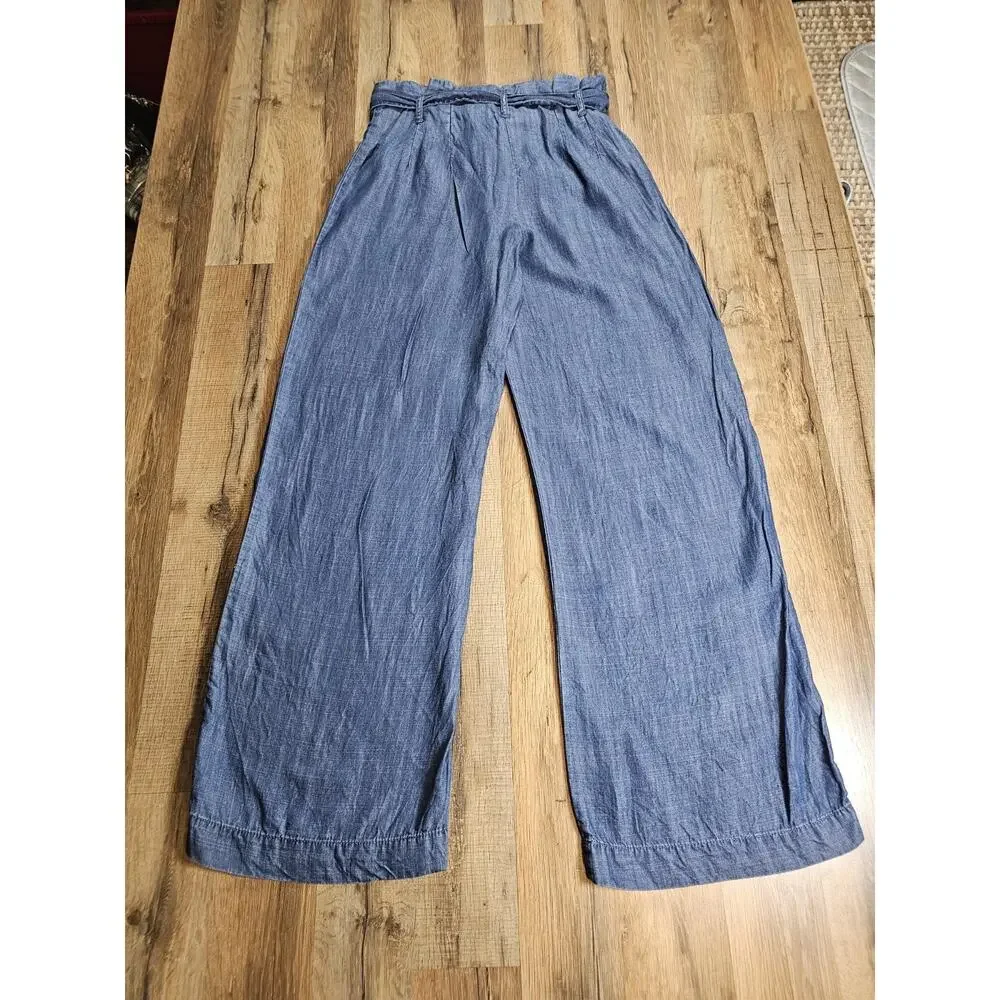 Ci Sono Chambray Wide Leg Pants Women's Size S Bohemian Tencel Coastal